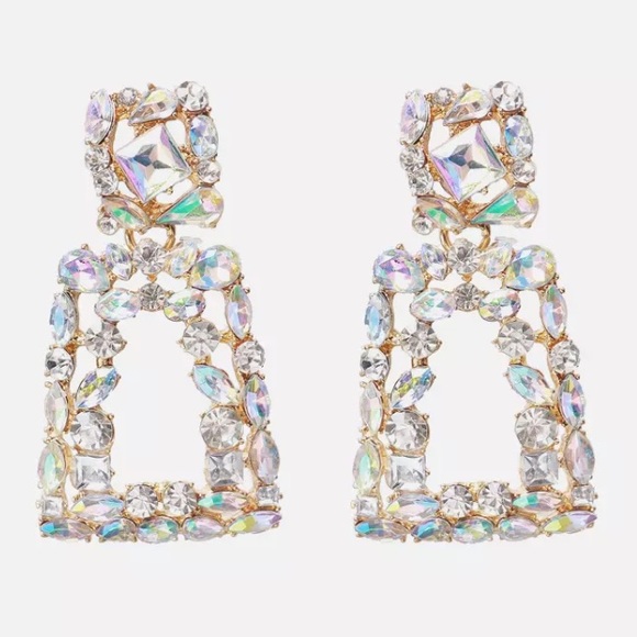 Geometric Crystal Drop Earrings! - Picture 2 of 4